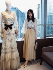 Silk Bowtie Sequin Midi Dress