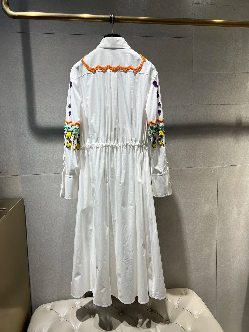Luxury Cotton Embroidered White Maxi Dress