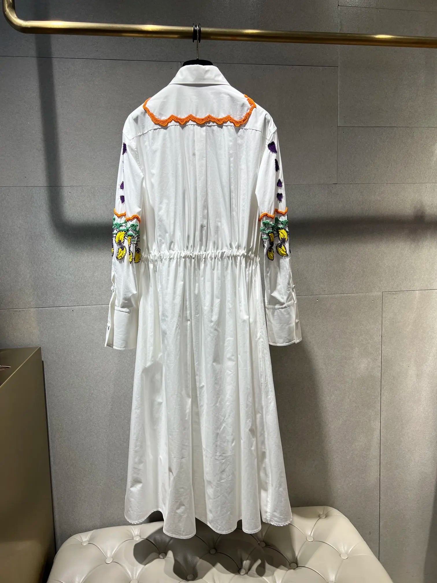 Luxury Cotton Embroidered White Maxi Dress