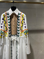 Luxury Cotton Embroidered White Maxi Dress