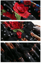 Floral Appliques Maxi Chiffon Dress