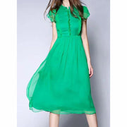 A-Line Sleeveless Green Knee Dress