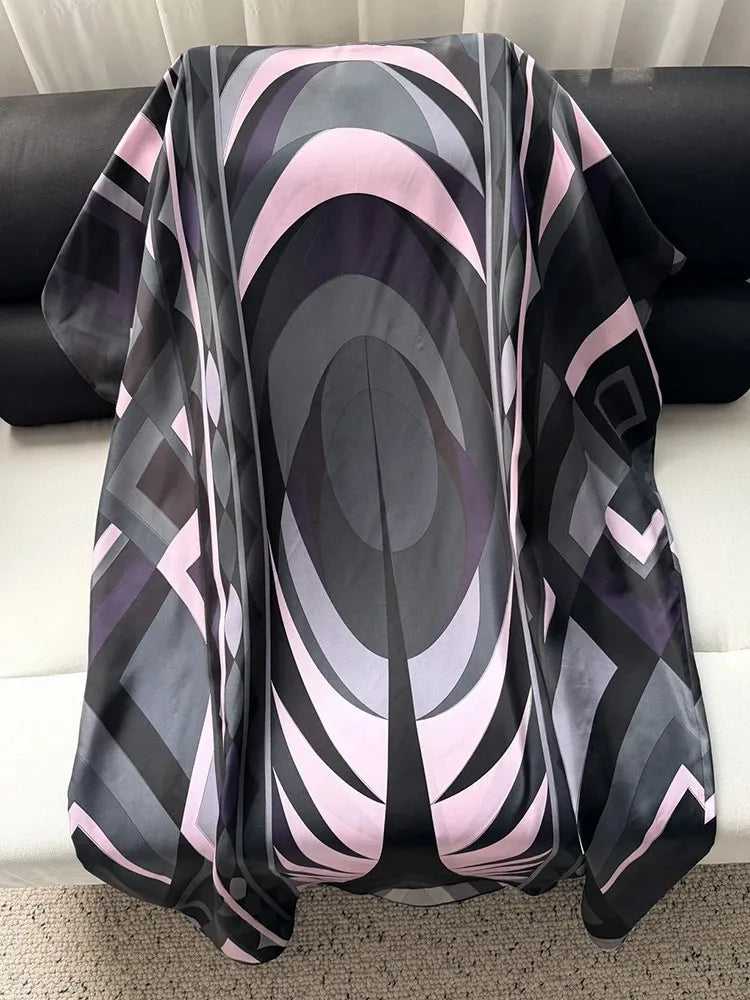 Geometric Silk Floor-Length Dress