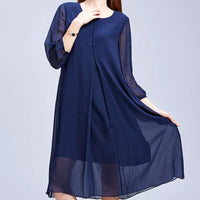 Dark Blue A-Line Knee-Length Dress