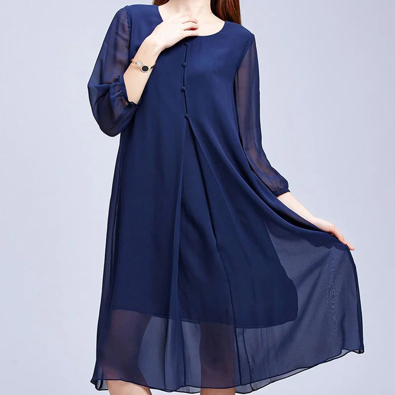 Dark Blue A-Line Knee-Length Dress