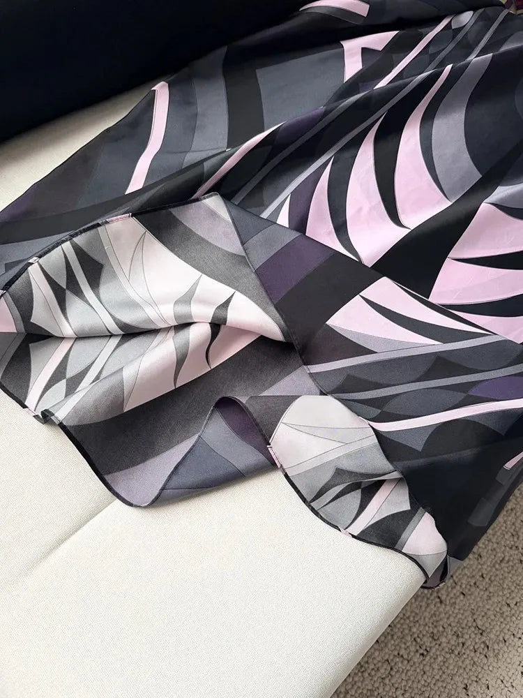 Geometric Silk Floor-Length Dress