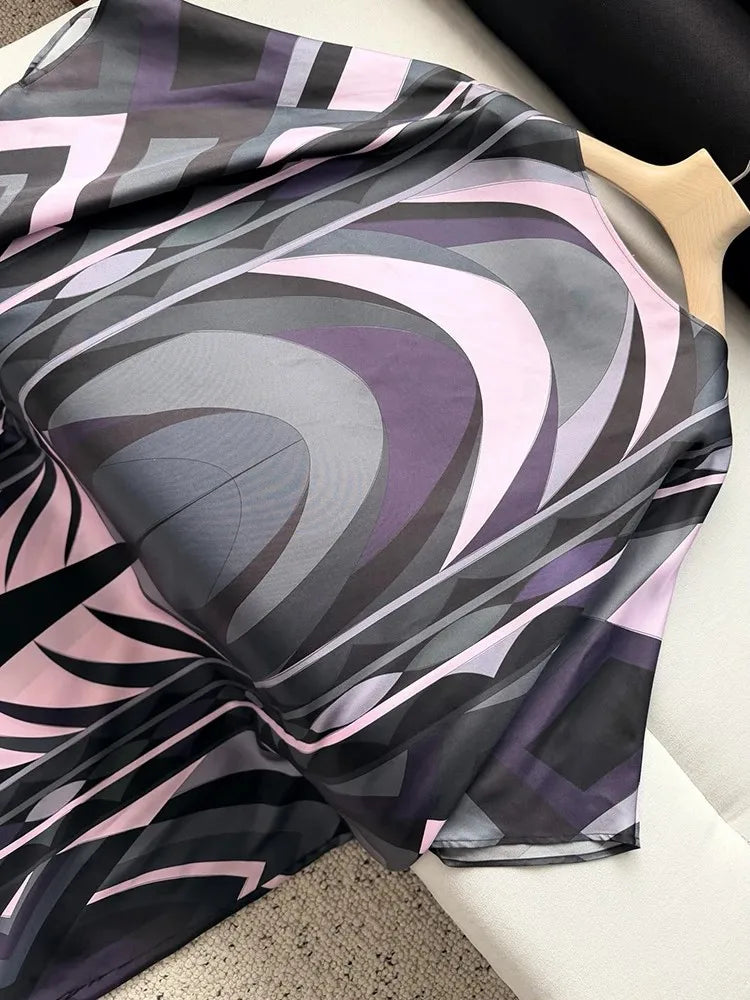 Geometric Silk Floor-Length Dress